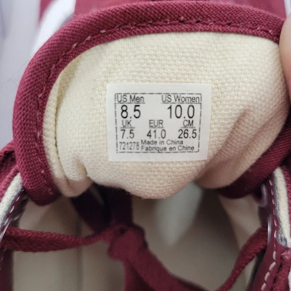 Vans Old Skool Burgundy Maroon Canvas Low Top Skate Shoes Mens 8.5 Womens 10